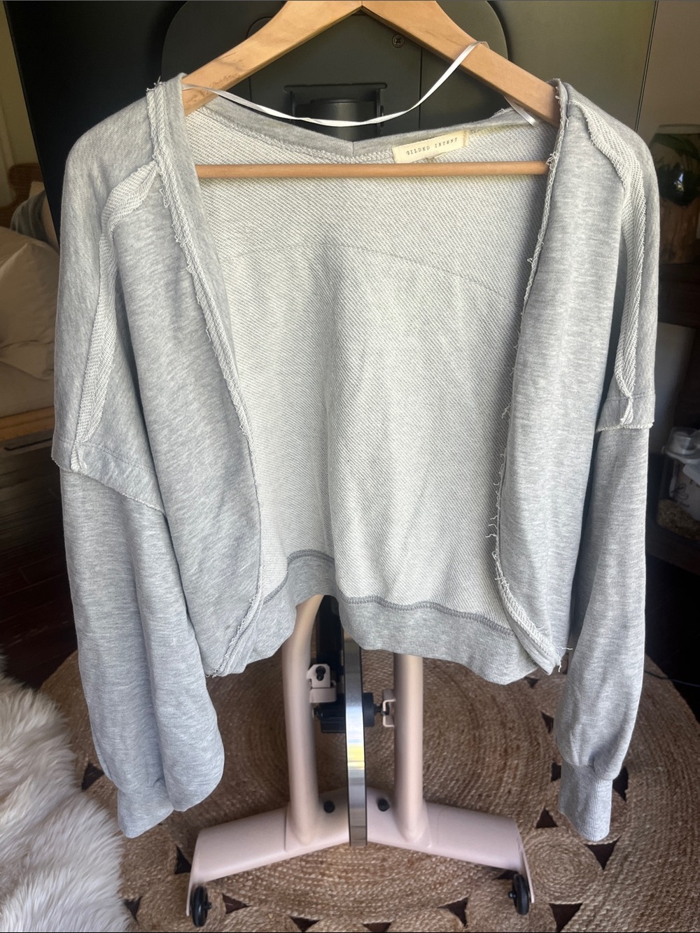 Light Gray Women's Open-Front Sweatshirt